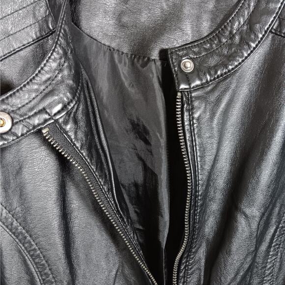 Apt 9 Faux Leather Moto Biker Jacket Size Large Black Fully Lined Zipper Closure - Picture 4 of 6